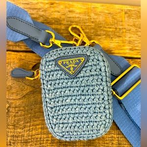 Prada Re-edition 2005 Raffia Coin Purse & Shoulder Strap Accessory